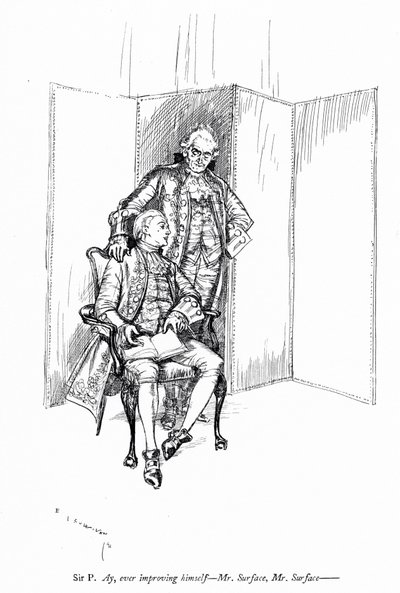 Ilustrace k Sheridanově Škole skandálu (rytina) od Edmund Joseph (after) Sullivan
