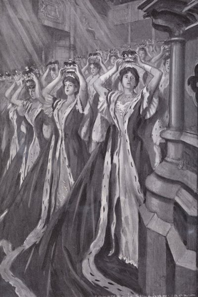 Peeresses si oblékají korunky při korunovaci královny Alexandry, manželky krále Edwarda VII., Westminster Abbey, Londýn od Edmund Joseph (after) Sullivan