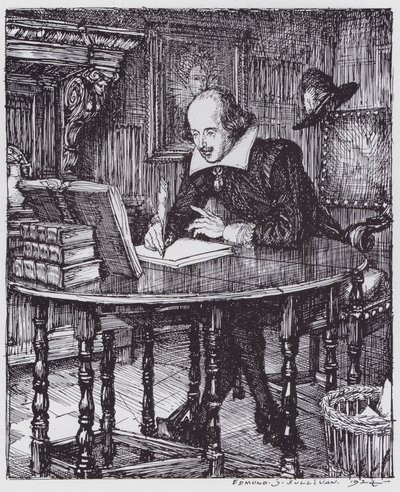 Shakespeare ve své pracovně (litho) od Edmund Joseph (after) Sullivan