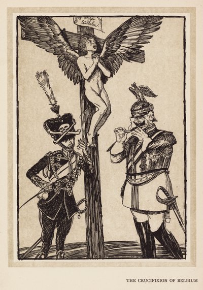 Kaiserův věnec: Ukřižování Belgie (litografie) od Edmund Joseph (after) Sullivan