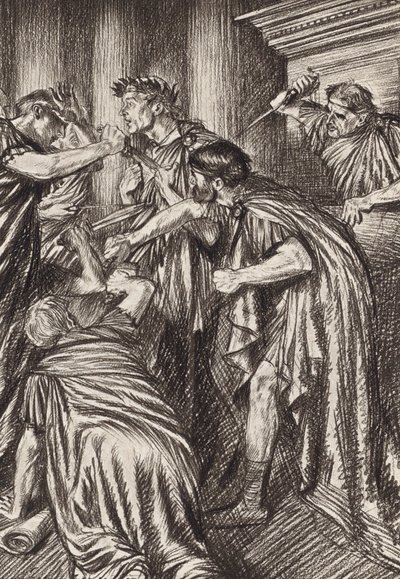 William Shakespeare: (litografie): Tragédie Julia Caesara, 3. dějství, 1. scéna (litografie) od Edmund Joseph (after) Sullivan