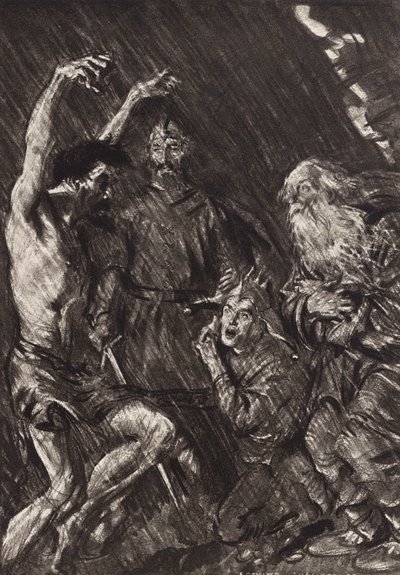 William Shakespeare: Tragédie krále Leara, 3. dějství, 4. scéna (litografie) od Edmund Joseph (after) Sullivan