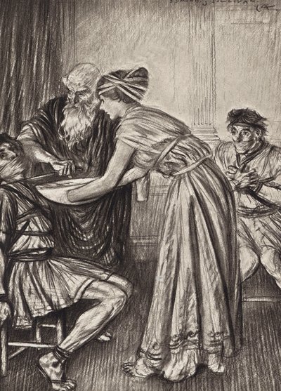 William Shakespeare: (litografie): Tragédie Tita Andronika, V. dějství, 2. scéna (litografie) od Edmund Joseph (after) Sullivan