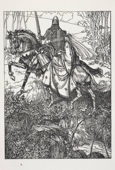 Sir Launcelot a královna Guinevere, ilustrace z 