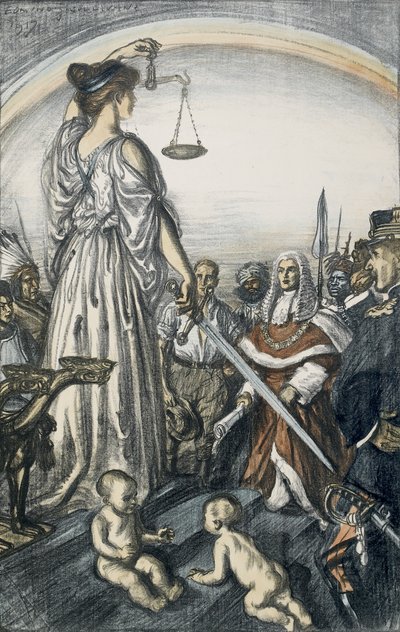 Vláda spravedlnosti, 1917 (litografie) od Edmund Joseph Sullivan
