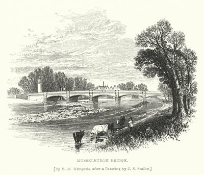Musselburgh Bridge (rytina) od Edmund Morison (after) Wimperis