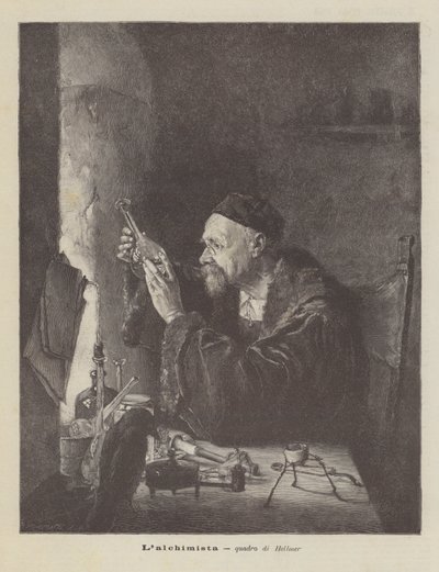 Lalchymista, obraz od Hellmera od Edmund Ritter von Hellmer