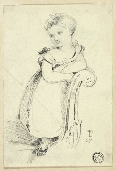 Dívka stojící na pohovce (recto); Fragment: Zadní část hlavy ženy (verso) od Edmund Thomas Parris