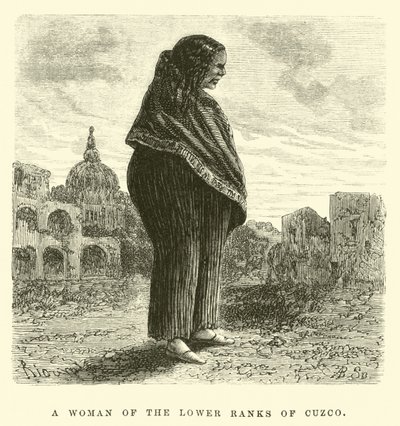 Žena z nižších řad Cuzco (rytina) od Edouard (after) Riou
