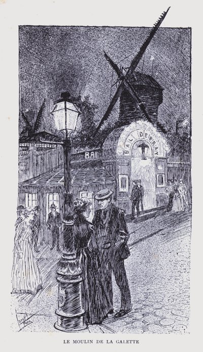 Česká Paříž: Le Moulin de la Galette (litografie) od Edouard Alfred (1875 1954) Cucuel