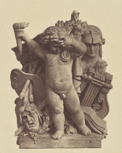 ["Les Beaux-arts", Socha Nicolase Guillemina, výzdoba Louvru, Paříž] od Édouard Baldus