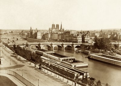 Seina s mosty, vzadu Notre-Dame de Paris od Édouard Baldus