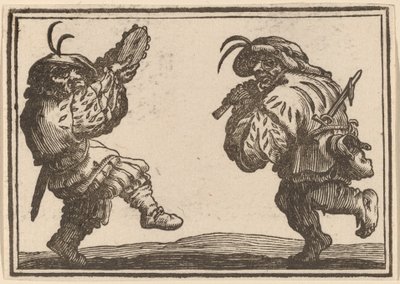 Tanečníci s flétnou a tamburínou od Edouard Eckman after Jacques Callot