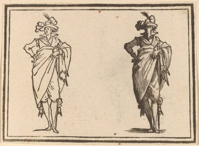Gentleman při pohledu zepředu s rukou na bocích od Edouard Eckman after Jacques Callot