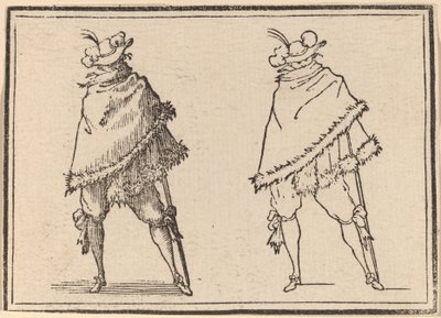 Gentleman zabalený do pláště od Edouard Eckman after Jacques Callot