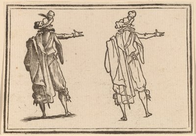 Muž viděný zezadu s nataženou pravou paží od Edouard Eckman after Jacques Callot