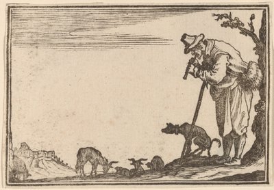 Pastýř hrající na flétnu od Edouard Eckman after Jacques Callot