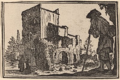 Pastýř a ruiny od Edouard Eckman after Jacques Callot