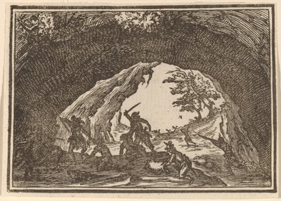 Vojáci útočící na lupiče od Edouard Eckman after Jacques Callot