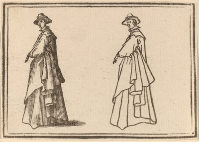 Stojící žena ve skvělém kabátě od Edouard Eckman after Jacques Callot