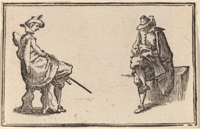Dvě sedící postavy od Edouard Eckman after Jacques Callot
