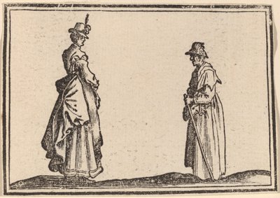 Dvě ženy v profilu od Edouard Eckman after Jacques Callot