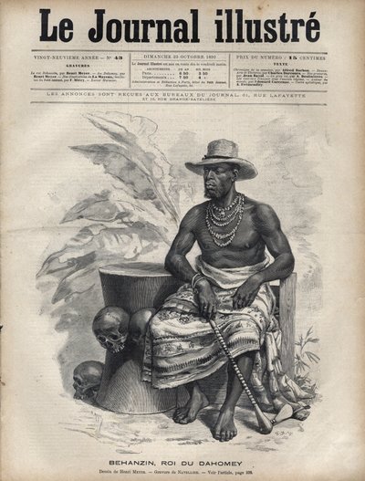 Portrét Behanzina (1844-1900), krále Dahomey (Benin) - rytina od Navelliera v „The Illustrous Diary““ z roku 1892 od Edouard Felicien Eugene Navellier