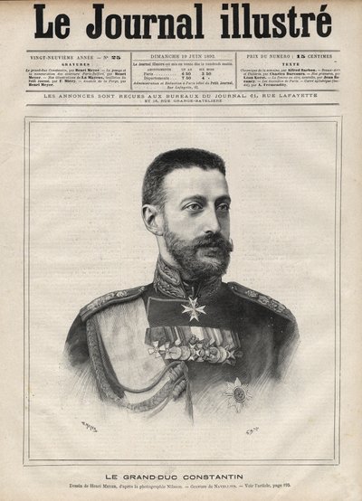 Portrét velkovévody Konstantina Nikolajeviče Ruska (velkovévoda Konstantina Nikolajeviče Ruska nebo Konstantin Nikolajevič Romanov od Edouard Felicien Eugene Navellier
