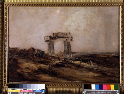 Ruiny chrámu v poušti od Edouard Jacques Dufeu