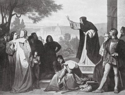 Savonarolovo kázání (litografie) od Edouard Jean Conrad (after) Hamman