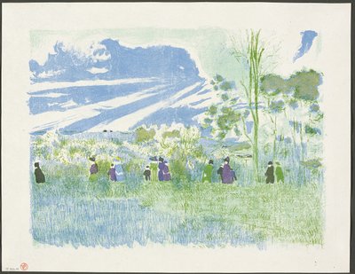 Přes pole, třetí deska z knihy Krajiny a interiéry od Édouard Jean Vuillard