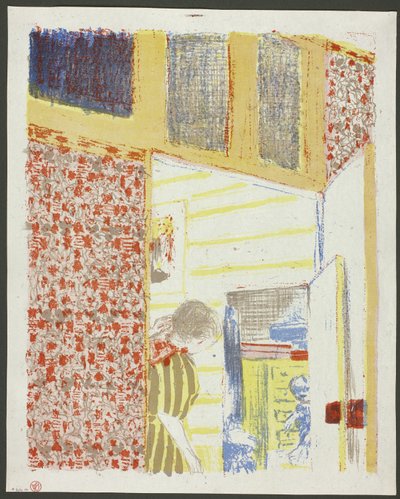 Interiér s růžovou tapetou III, deska sedm z knihy Krajiny a interiéry od Édouard Jean Vuillard