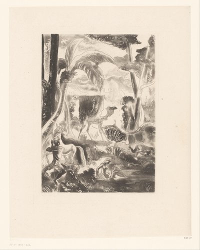 Krajina s palmami a koupajícími se postavami od Edouard Léon Louis Edy Legrand (attributed to)