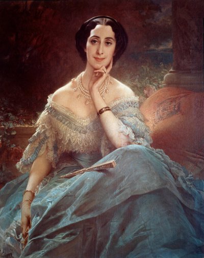 Portrét hraběnky Hallez Claparede, čestné dámy Impress Eugenie (1826-1920) Obraz Edouard Louis Dubufe (1820-1883) od Edouard Louis Dubufe