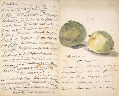 Dopis Eugènu Mausovi, zdobený dvěma jablky, 2. srpna 1880. od Édouard Manet