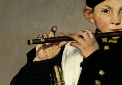 Hráč na flétnu. Detail. Malba Edouarda Maneta od Édouard Manet
