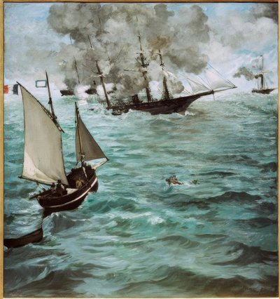 Bitva mezi U.S.S. Kearsarge a C.S.S. Alabama od Édouard Manet