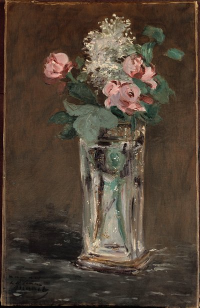 Květiny v křišťálové váze (olej na plátně) od Édouard Manet
