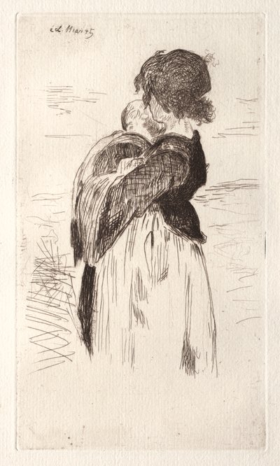 Holčička drží dítě. od Édouard Manet