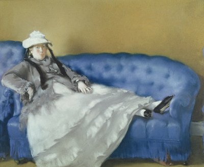 Madame Manet na modré pohovce, 1874 (pastel na papíře) od Édouard Manet