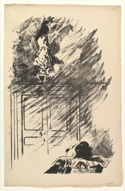 Posazený na bustu Pallas. Ilustrace k Havranovi od Edgara Allana Poea, 1875. od Édouard Manet