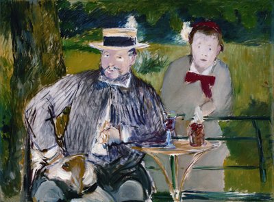 Portrét Ernesta Hoschedea a jeho dcery Marthy, kolem roku 1876 (olej na plátně) od Édouard Manet