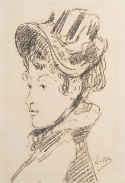 Portrét Madame Jules Guillemet, kolem roku 1880 (černá křída) od Édouard Manet