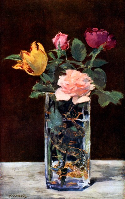 Zátiší s růžemi a tulipány v dračí váze, 1882 1931. od Édouard Manet