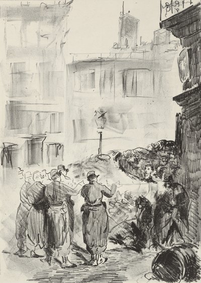 Barikáda, 1871, vytištěno 1884 od Édouard Manet