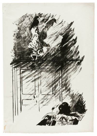 Havran na bustě Pallas ( „Usazený na bustě Pallas...“), z The Raven (Le Corbeau) od Édouard Manet