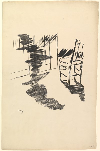 Stín, který leží a vznáší se na podlaze. Ilustrace k Havranovi od Edgara Allana Poea, 1875. od Édouard Manet