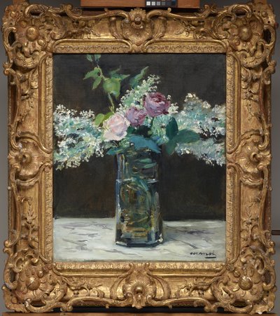 Váza bílých šeříků a růží od Édouard Manet