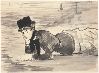 Žena ležící na pláži. Annabel Lee od Édouard Manet
