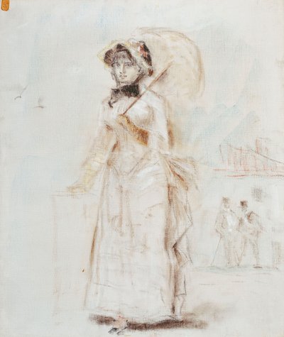 Žena chůze s otevřeným deštníkem; Žena na procházce s otevřeným slunečníkem, 1880 od Édouard Manet